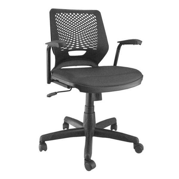 Beezi Giratória Plaxmetal Cor Preta Braço fixo